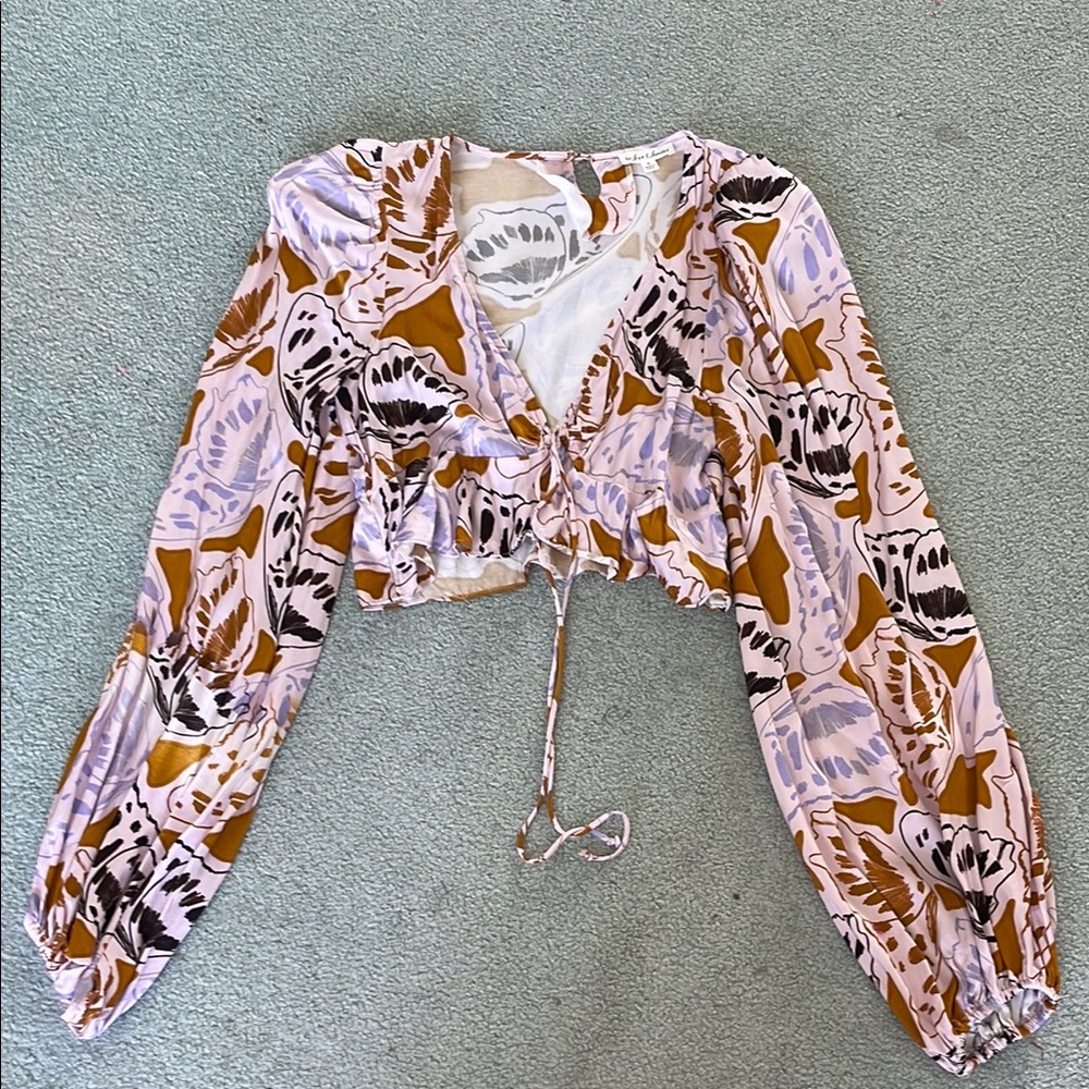 For Love & Lemons Butterfly Print Crop  Women's Top